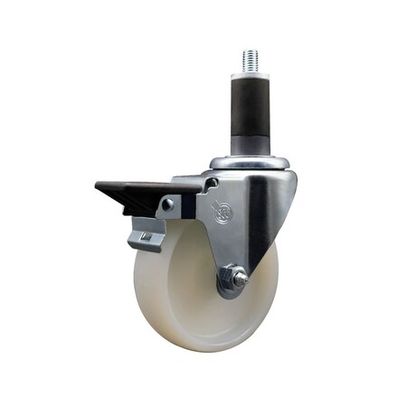 Service Caster 4'' Nylon Swivel 1-1/4'' Expanding Stem Caster with Brake SCC-EX20S414-NYS-PLB-114